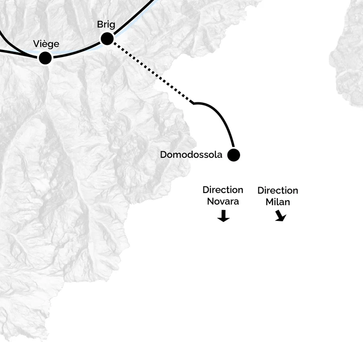 Optimisation pas encore terminée - le tracé au sud du Simplon.